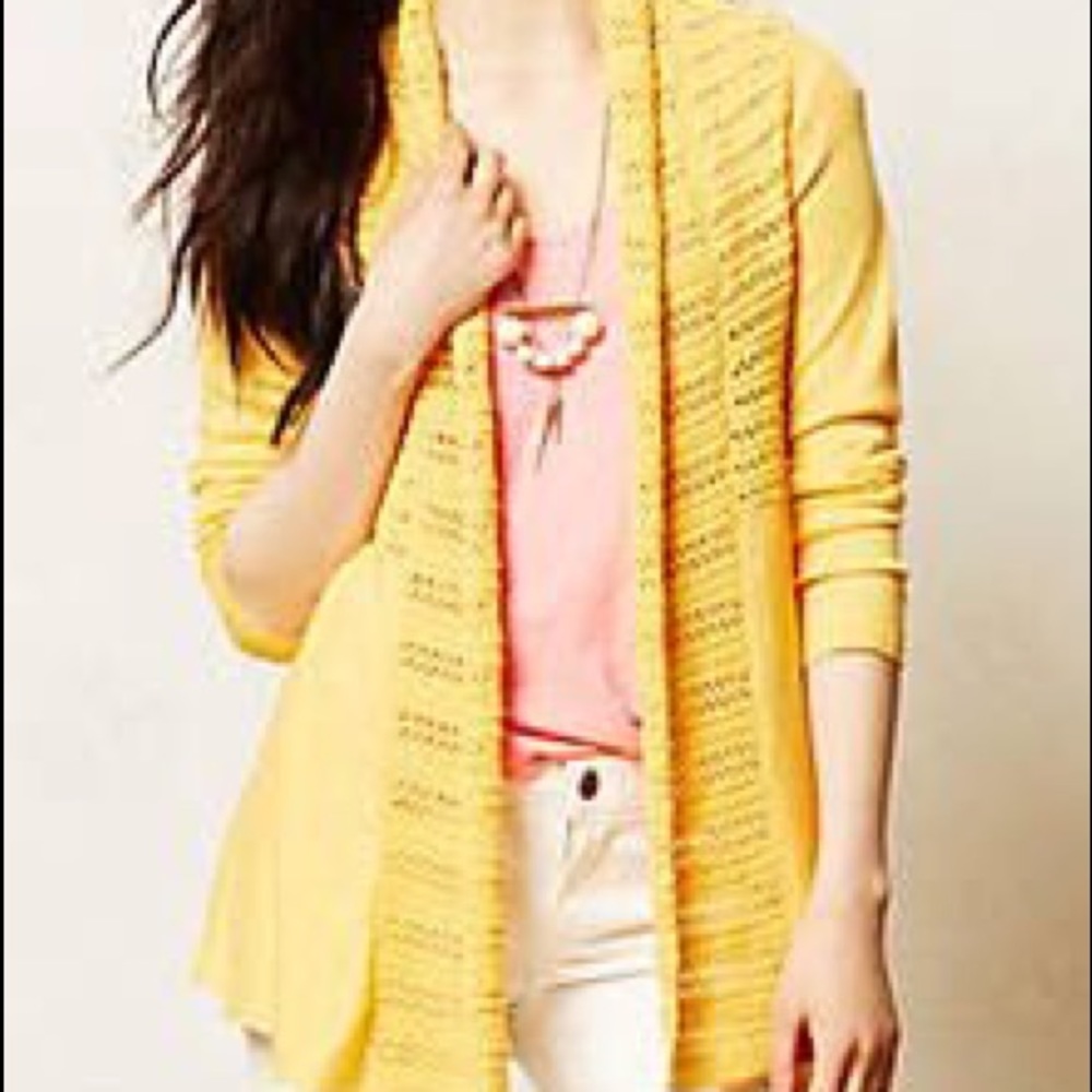 Anthropologie Angel of the North yellow cardigan